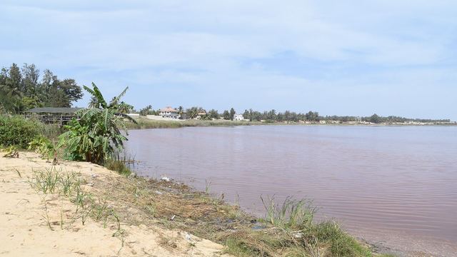 The pink salt lake Lac Rose near Dakar