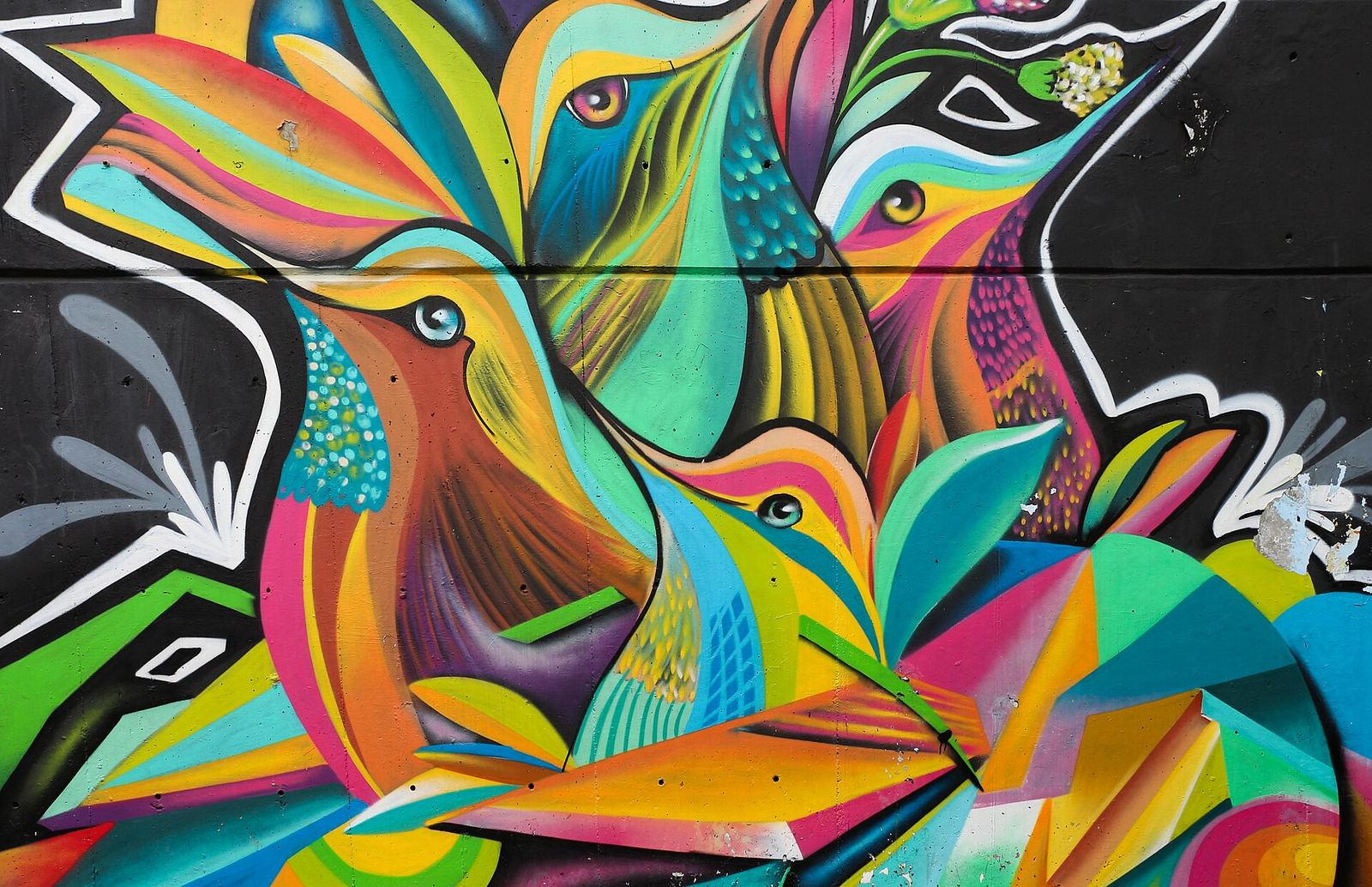 Colourful mural in Comuna 13 in Medellín