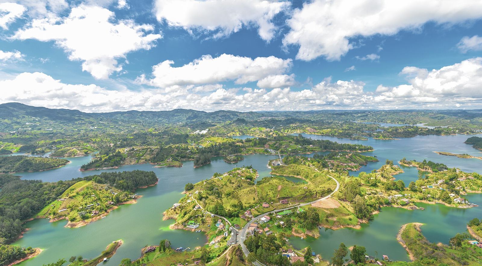 The Guatapé reservoir with its islands seen from the rock of El Peñol