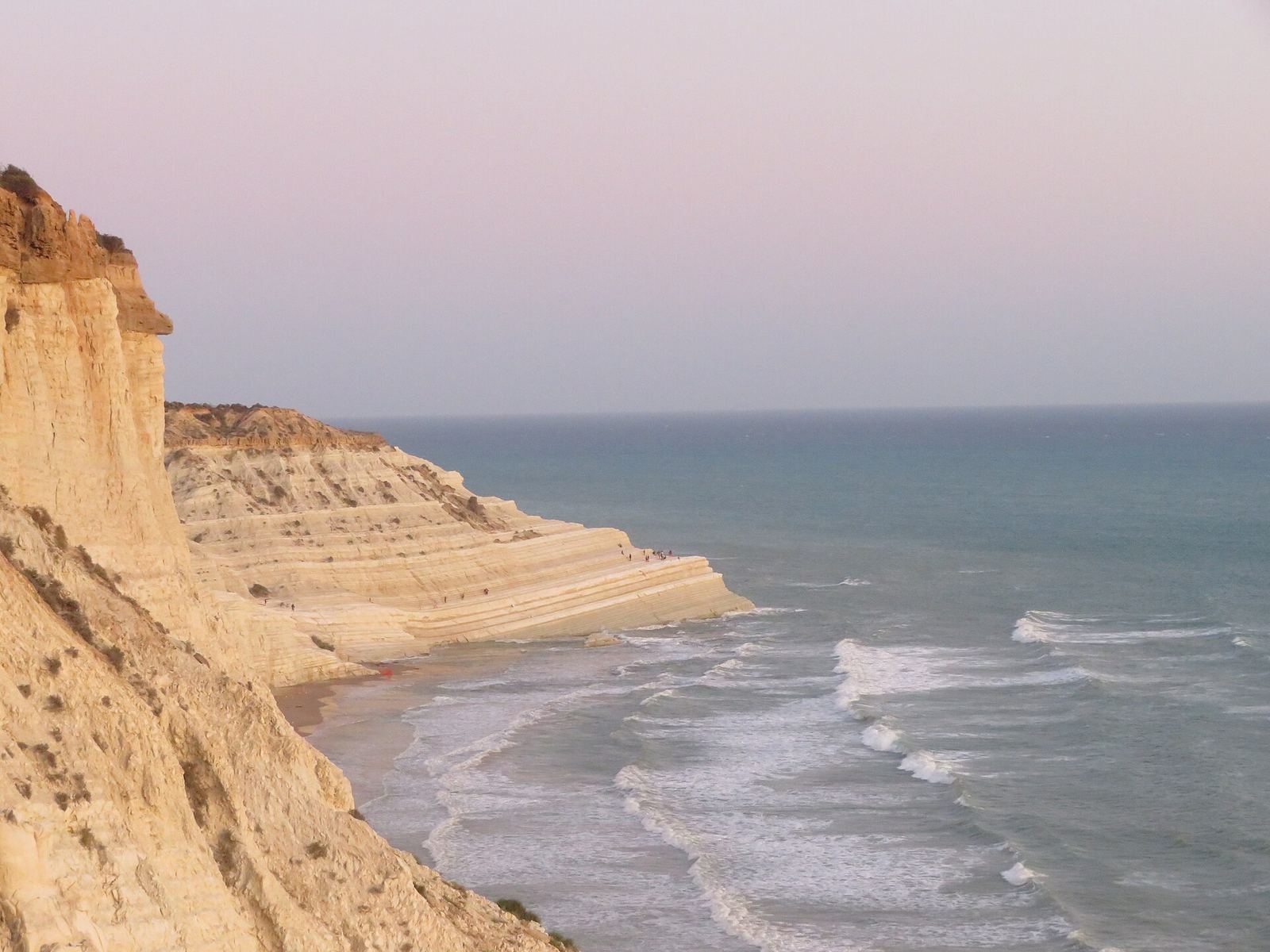 The white marl cliffs of the Scala dei Turchi above the sea